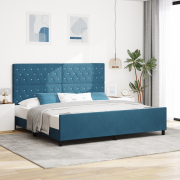 vidaXL Sängram Mörkblå 200x200 cm Sammet