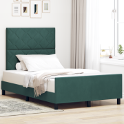 vidaXL Sängram Mörkgrön 120x190 cm Sammet