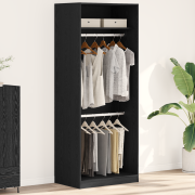 vidaXL Skåp Svart Ek 80x50x200 cm Tillverkat av trä