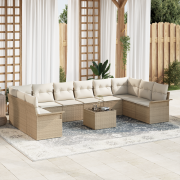 vidaXL 11-delat trädgårdssoffset med kuddar Brown Poly Rattan
