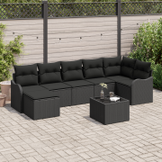 vidaXL 8-delat trädgårdsoffaset med kuddar beige poly rotting