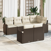 vidaXL 7 Delars Trädgårdsoff-set med Kuddar Brun Poly Rattan