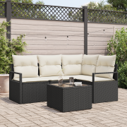 vidaXL 4-delat Trädgårdsofaset med Kuddar Brunt Poly Rattan