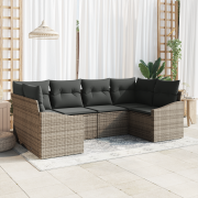 vidaXL 6-dels Trädgårdsoffset med Kuddar Grå Poly Rattan