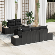 vidaXL 6-delat trädgårdsoff set med kuddar svart poly rattan