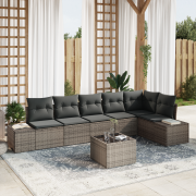 vidaXL 6-delade Trädgårdssoffset med Kuddar Svart Poly Rattan