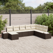vidaXL 8 delar Trädgårdsofa Set med Kuddar Brun Poly Rattan