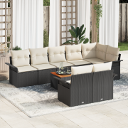 vidaXL 9 Delars Trädgårdsofa Set med Kuddar Svart Poly-Rotting Akacia