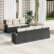 vidaXL 8-delat Trädgårdsoffaset med Kuddar Svart Poly Rattan Acacia