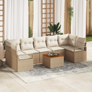 vidaXL 8-delat trädgårdssoffset med kuddar beige polyrotto akacia