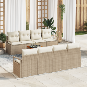 vidaXL 9-delars trädgårdsoffaset med kuddar Beige Poly Rotting Akacia