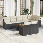 vidaXL 9-delars trädgårdsofa-set med kuddar Svart Poly Rattan Akacia