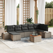 vidaXL 8-delat Trädgårdsoffaset med Kuddar Grå Poly Rattan Acacia