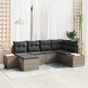 vidaXL 6 Delar Trädgårdsoffeset med Kuddar Grå Poly Rattan Acacia
