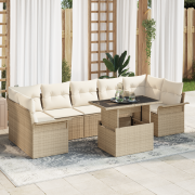 vidaXL 8-delat Trädgårdsoffaset med Kuddar Beige Poly Rotting