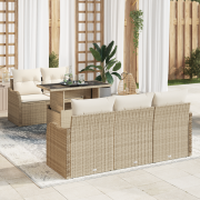 vidaXL 6-delars trädgårdsoffagrupp med kuddar beige poly-rotting