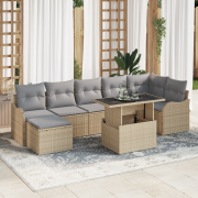 vidaXL 8-delars Trädgårdssoffset med Kuddar Beige Poly Rotting
