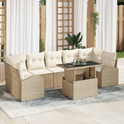 vidaXL 8-delat trädgårdsoff set med kuddar beige poly rotting