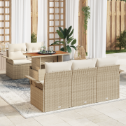 vidaXL 6-delars trädgårdsoffaset med kuddar Beige Poly Rattan Acacia