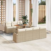 vidaXL 8-delat trädgårdsmöblemang med kuddar beige poly rotting akacia