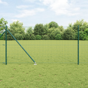 vidaXL Euro Staket med 13 Spikposter 1.2x25 m Galvaniserat Stål Grön