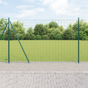 vidaXL Euro Stängsel med 7 Flangerade Stolpar 1.6x10 m Galvaniserat St...