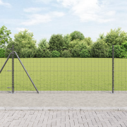 vidaXL Euro Stängsel med 13 Flänsade Stöd 1x25 m Galvaniserat Stål