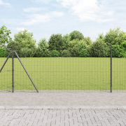 vidaXL Euro Stängsel med 7 Flänsade Stolpar 1x10 m Galvaniserat Stål