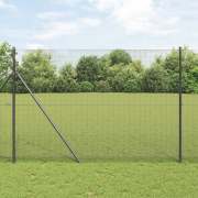 vidaXL svetsat trådstängsel med 7 stolpar Grå 1.6x10 m Stål