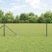 vidaXL Fence Post Set Set med 2 Grå Galvaniserat stål, PVC 25 x 0.5 m