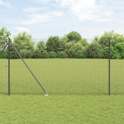 vidaXL Svetsat tråd stängsel med 13 spikstolpar Grå 1.6x25 m Stål
