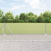 vidaXL Svetsat Trådstängsel med 7 Flangerade Stolpar 0.4x10 m Galvanis...