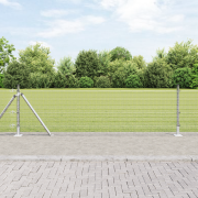 vidaXL Svetsat Trådstaket med 7 Flangestolpar 0.6x10 m Galvaniserat St...