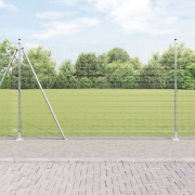 vidaXL Värdesvetsat Stängsel med 13 Flansade Stolpar 1.5x25 m Galvanis...