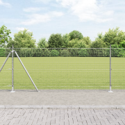 vidaXL Svetsat Trådstaket med 13 Flänsade Stolpar 0.8x50 m Galvanisera...