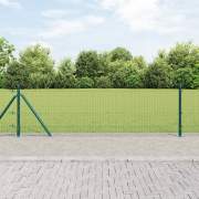 vidaXL Svetsat Nätstaket med 7 Flänsade Stolpar Grön 0.6x10 m Stål