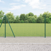 vidaXL svetsat trådstängsel med 13 flangerade stolpar Grön 1,2x25 m St...