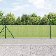 vidaXL Svetsat Trådgärde med 13 Flänsade Stolpar Grön 0.5x50 m Stål