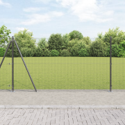 vidaXL Svetsat Trådgaller med 7 Flangerade Stänger Grå 1.2x10 m Stål