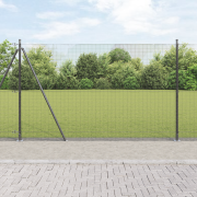vidaXL Svetsat Trådstängsel med 7 Flänsade Poster Grå 1.5x10 m Stål