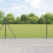 vidaXL Svetsat Trådfence med 13 Flanged Posts Grå 1 x 25 m Stål