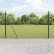 vidaXL svetsat trådstängsel med 13 flänkstolpar Grå 1.4x25 m Stål
