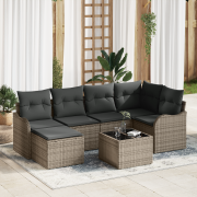 vidaXL 6-delars Trädgårdsoffasett med Kuddar Svart Poly Rattan