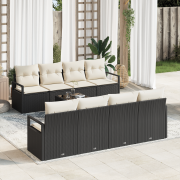 vidaXL 9-delars Trädgårdsofa med Kuddar Svart Poly Rattan