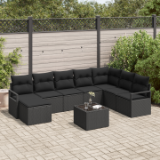 vidaXL 9-delad trädgårdsoffet med kuddar beige poly rotting
