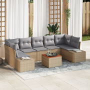 vidaXL 8-delat Trädgårdssoffset med Kuddar Beige Poly Rottning Akacia