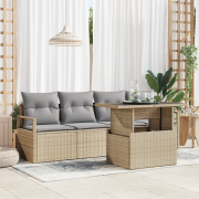 vidaXL 5-delat trädgårdsoffset med kuddar beige poly-rotning