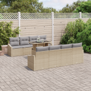 vidaXL 7 Delars Trädgårdsoff-set med Kuddar Beige Poly Rattan