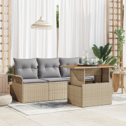 vidaXL 5-delat trädgårdssoffset med kuddar beige poly-rotting