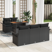 vidaXL 6 Delars Trädgårdsoffaset med kuddar Svart Poly Rattan
